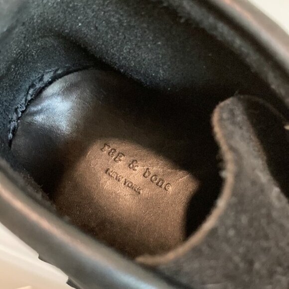 RAG & Bone Ghita Black Leather & Suede Moccasin Fringe Ankle Boots - Picture 12 of 14